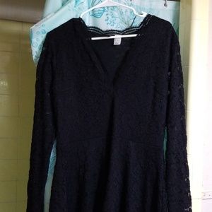 Long sleeve black lace dress